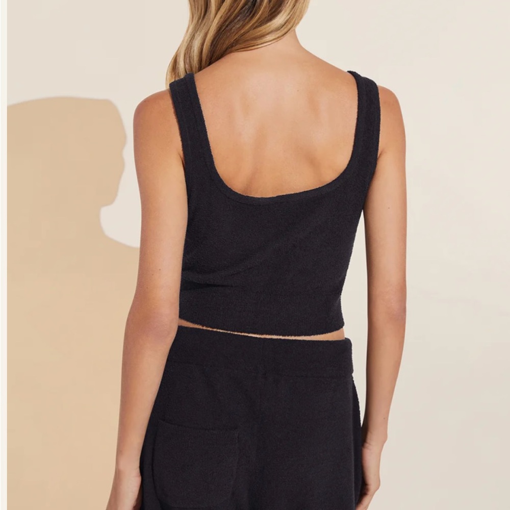 Eberjey Black Fitted Crop Tank Top - Picture 2 of 7